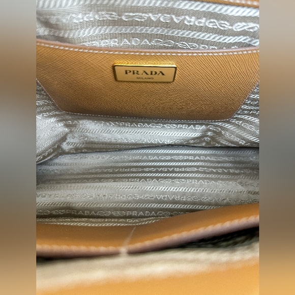 Prada Galleria Double Zip Tote Bag in Caramel Brown Saffiano Leather - Picture 9 of 16